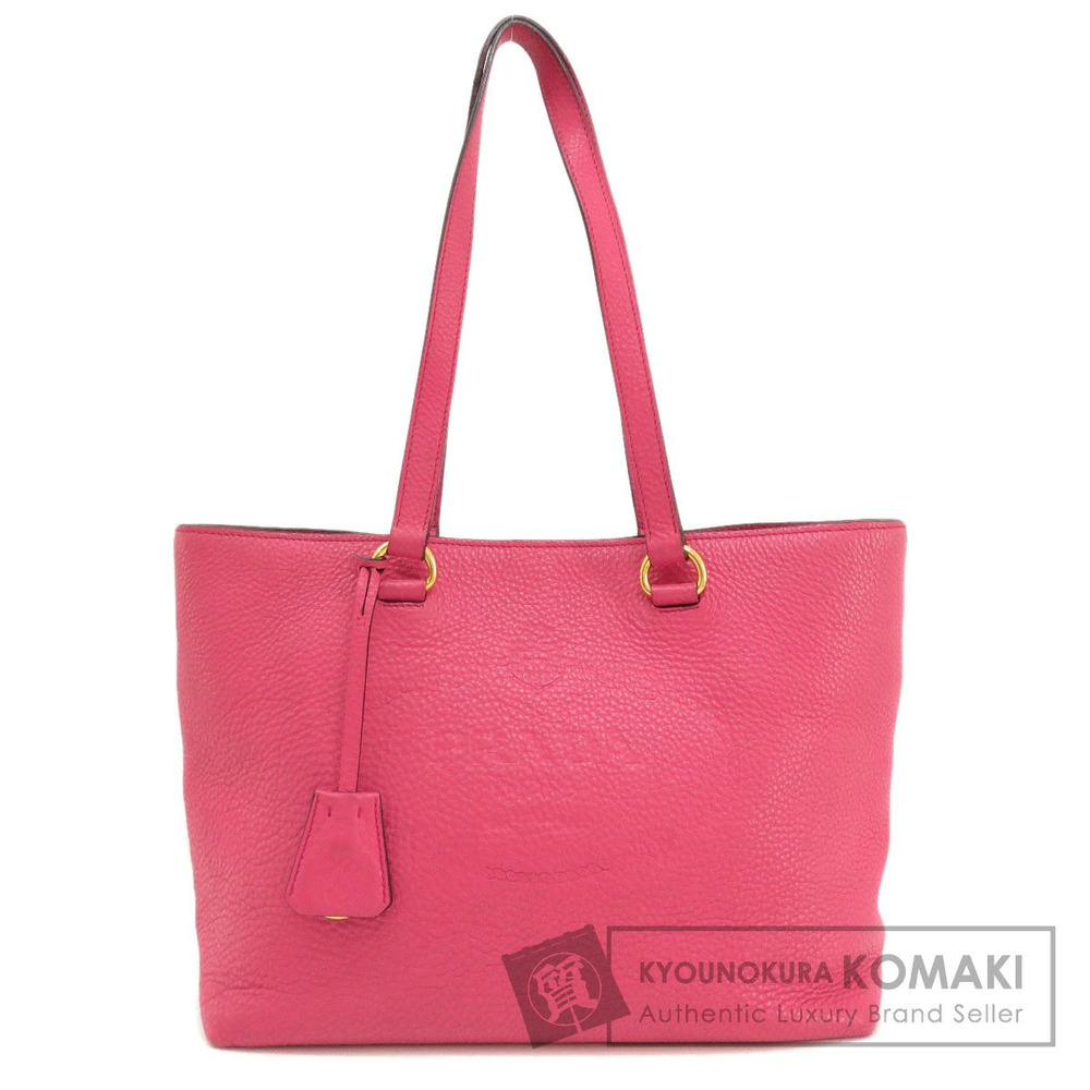 Prada Vitello Daino tote bag pebbled leather debossed logo Pink